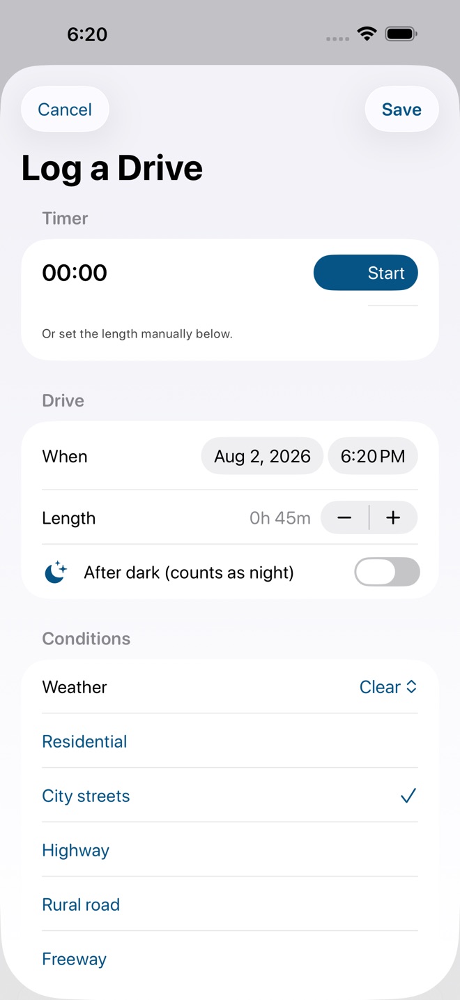PermitBook: Driving Hours Log screenshot 2