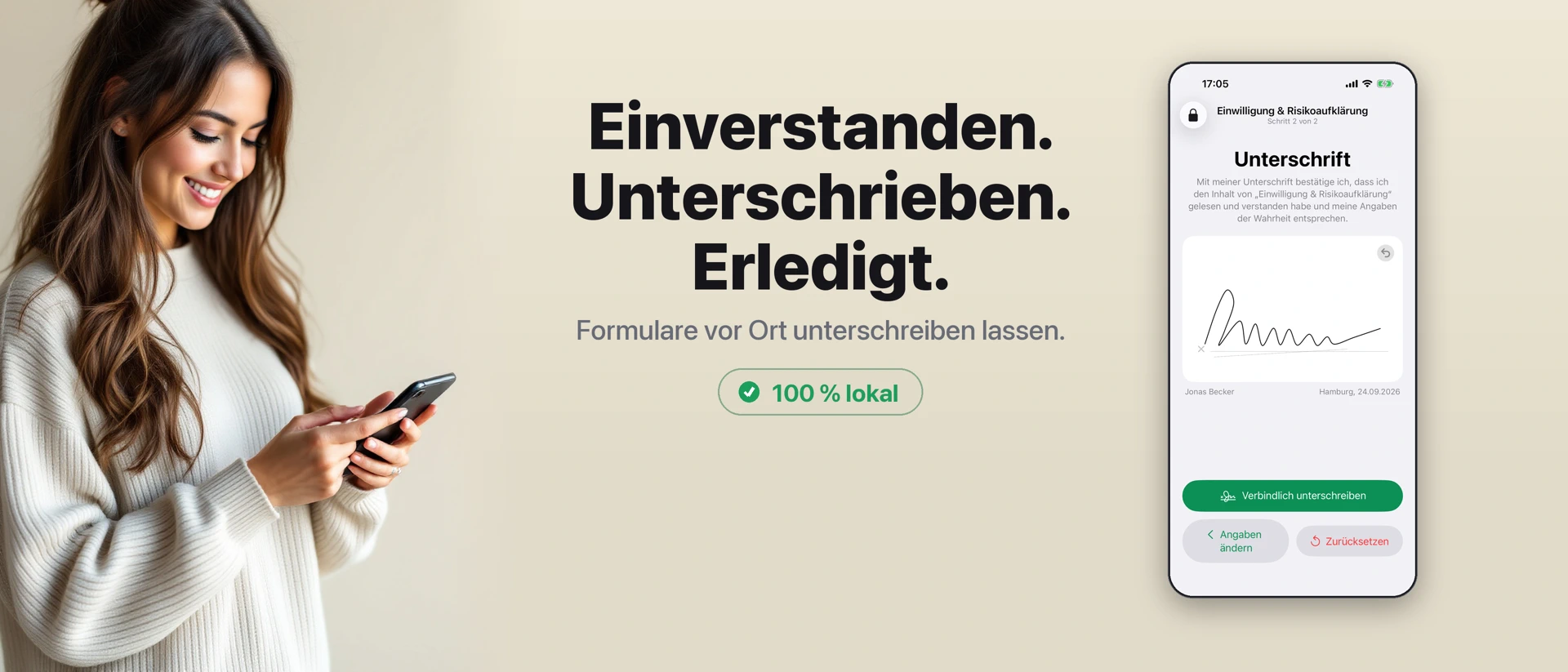 Einverständniserklärung App product page header