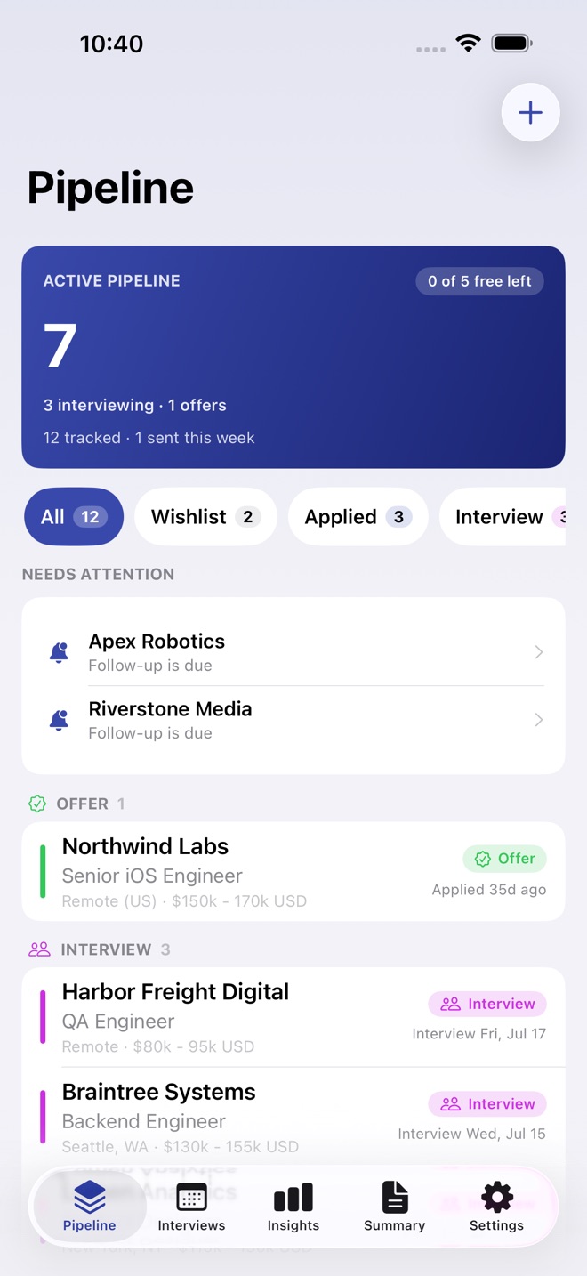JobTrail: Job Applications screenshot 1