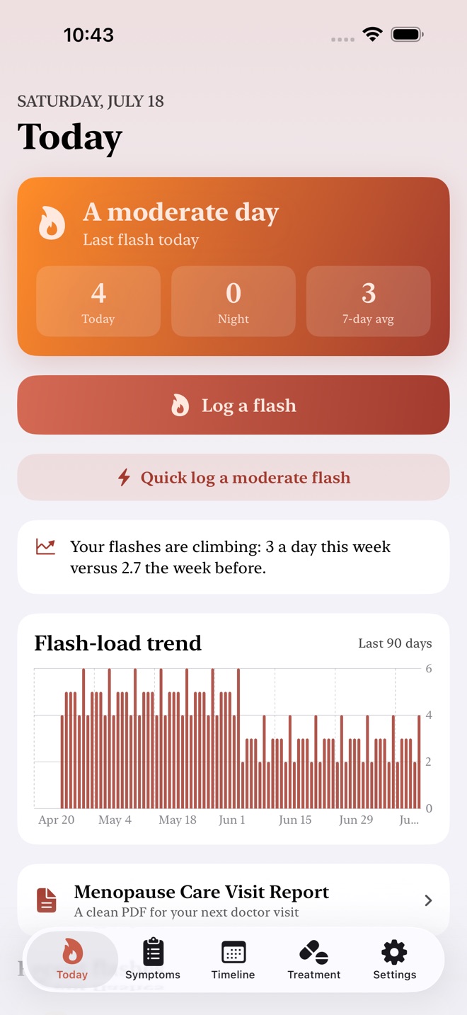 EmberLog: Menopause Log screenshot 1