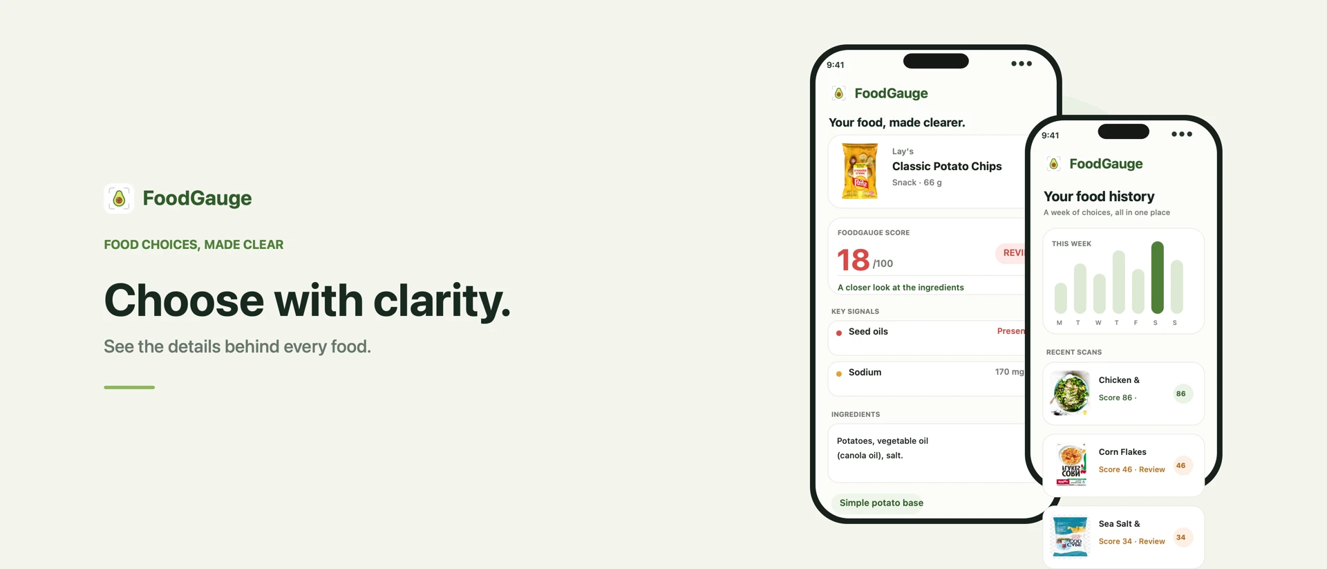 FoodGauge: Food Health Scanner product page header