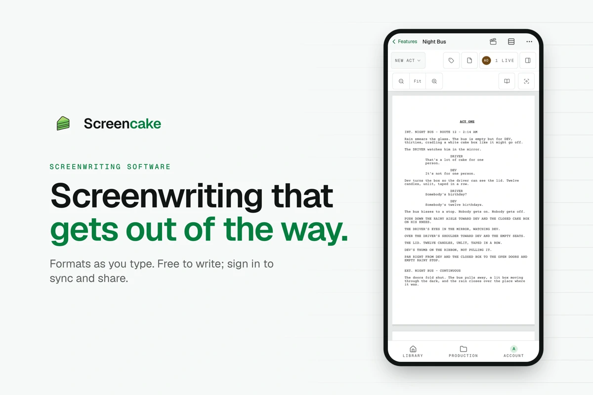 Screencake: Screenplay Writer search result
