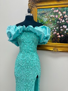 strapless open back dress Poppy - Navy Rhinestone Long Prom Dress main image 1