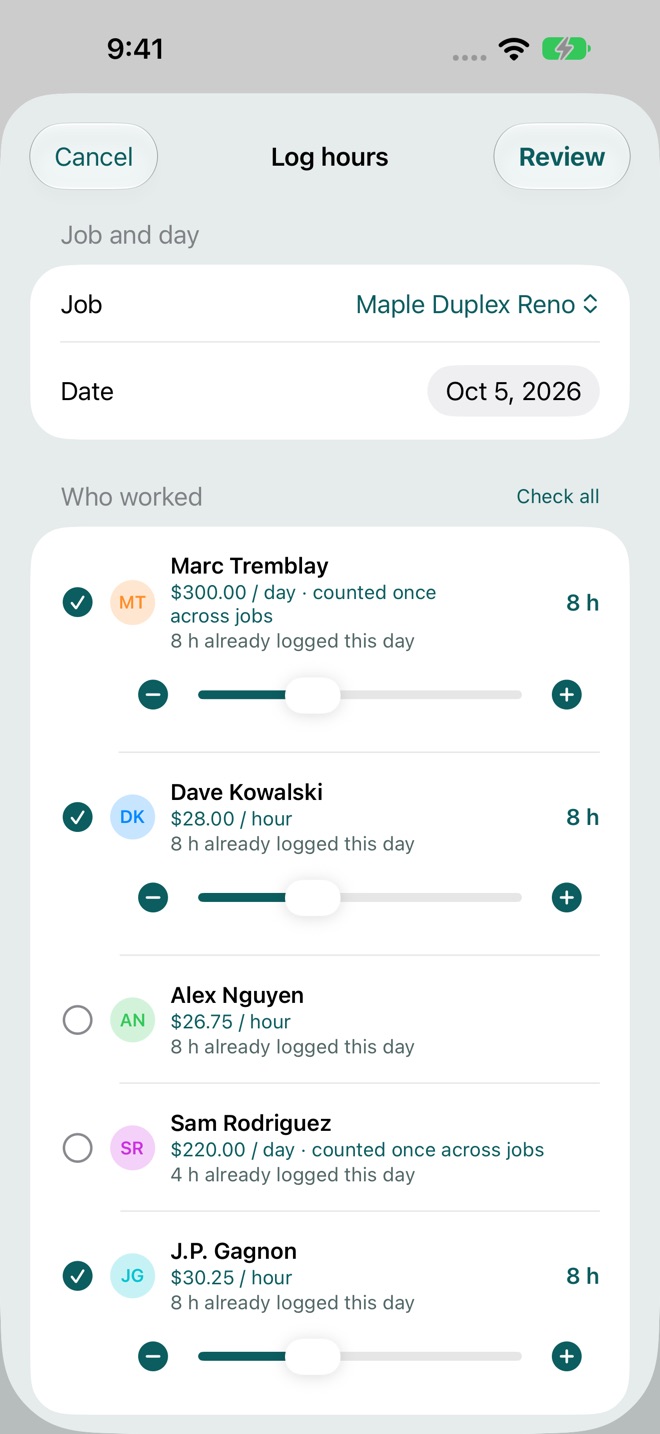 CrewTally: Crew Timesheets screenshot 2