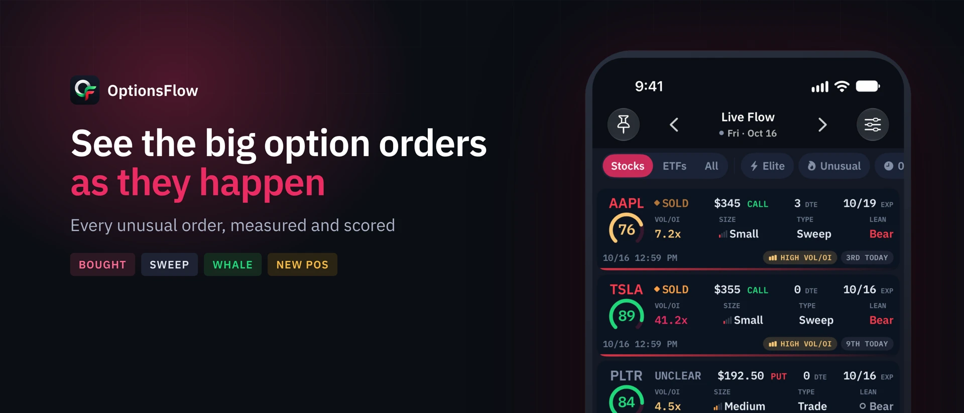 OptionsFlow: Smart Money Alert product page header