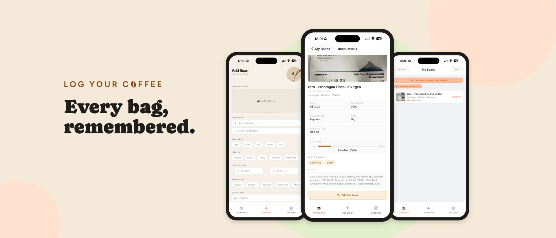 Coffee Beans Journal product page header