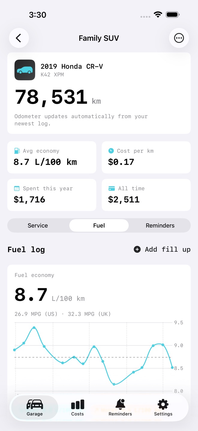 MotorLog: Car Maintenance capture d’écran 3