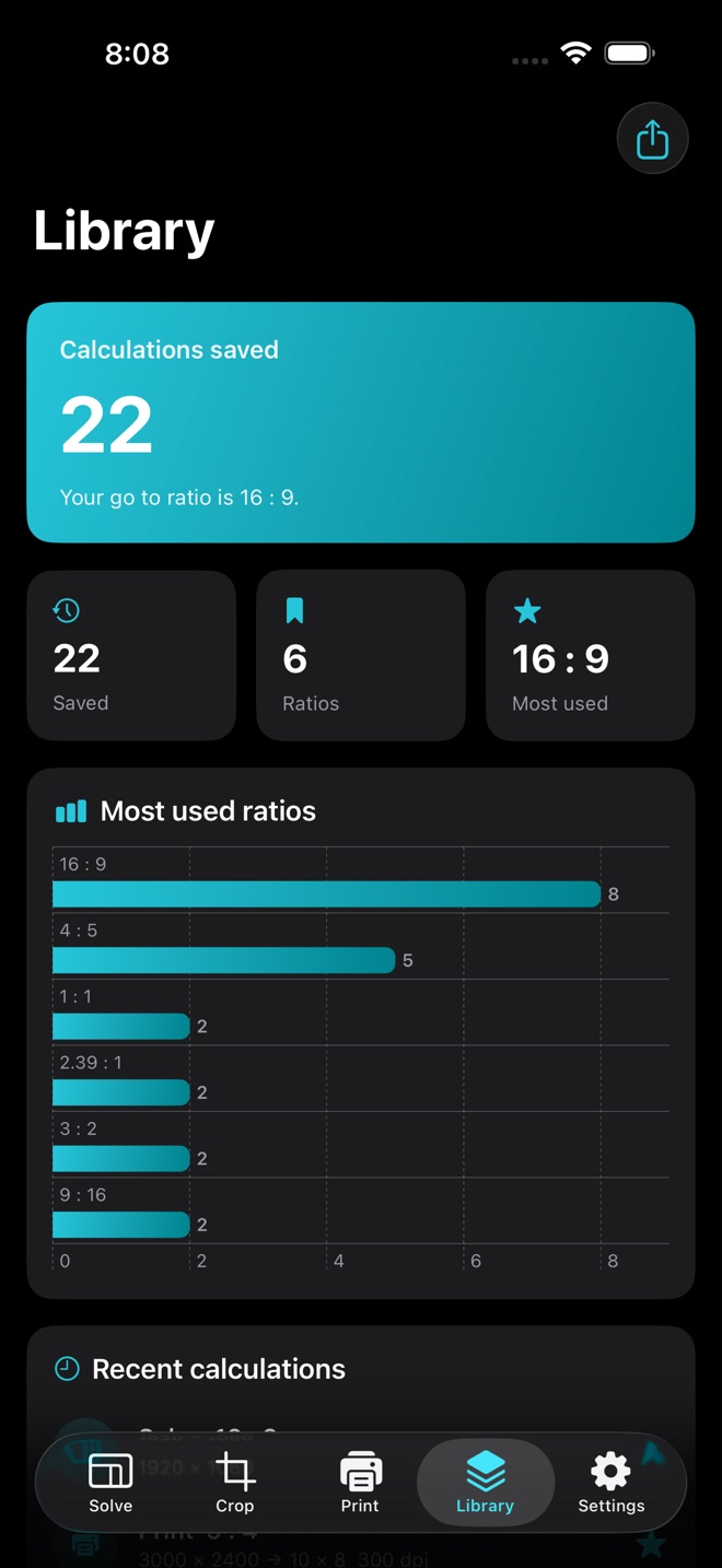 AspectCalc: ratio, recadrage capture d’écran 4