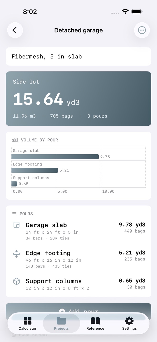 ConcreteCalc: Bags & Volume screenshot 3