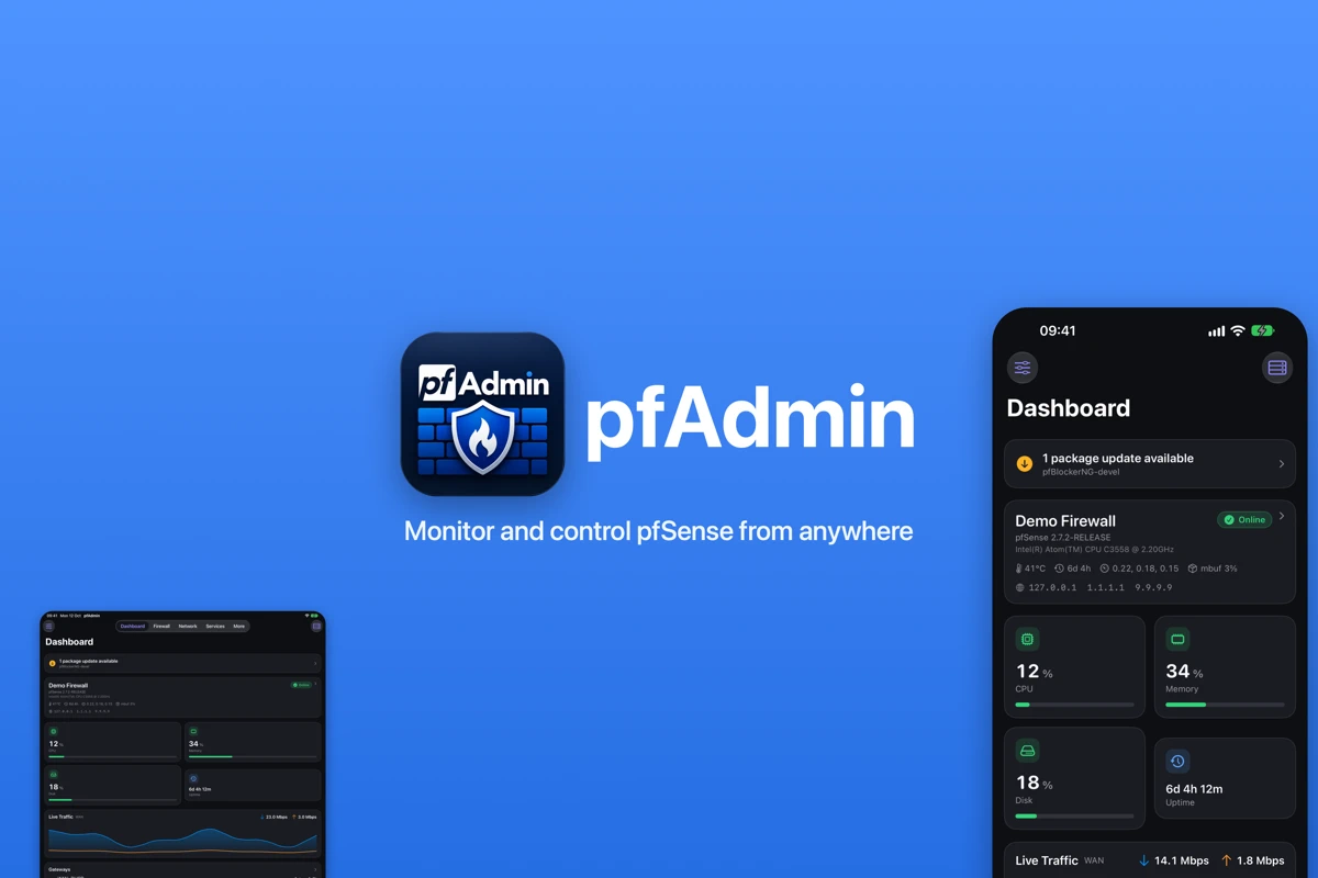 pfAdmin search result
