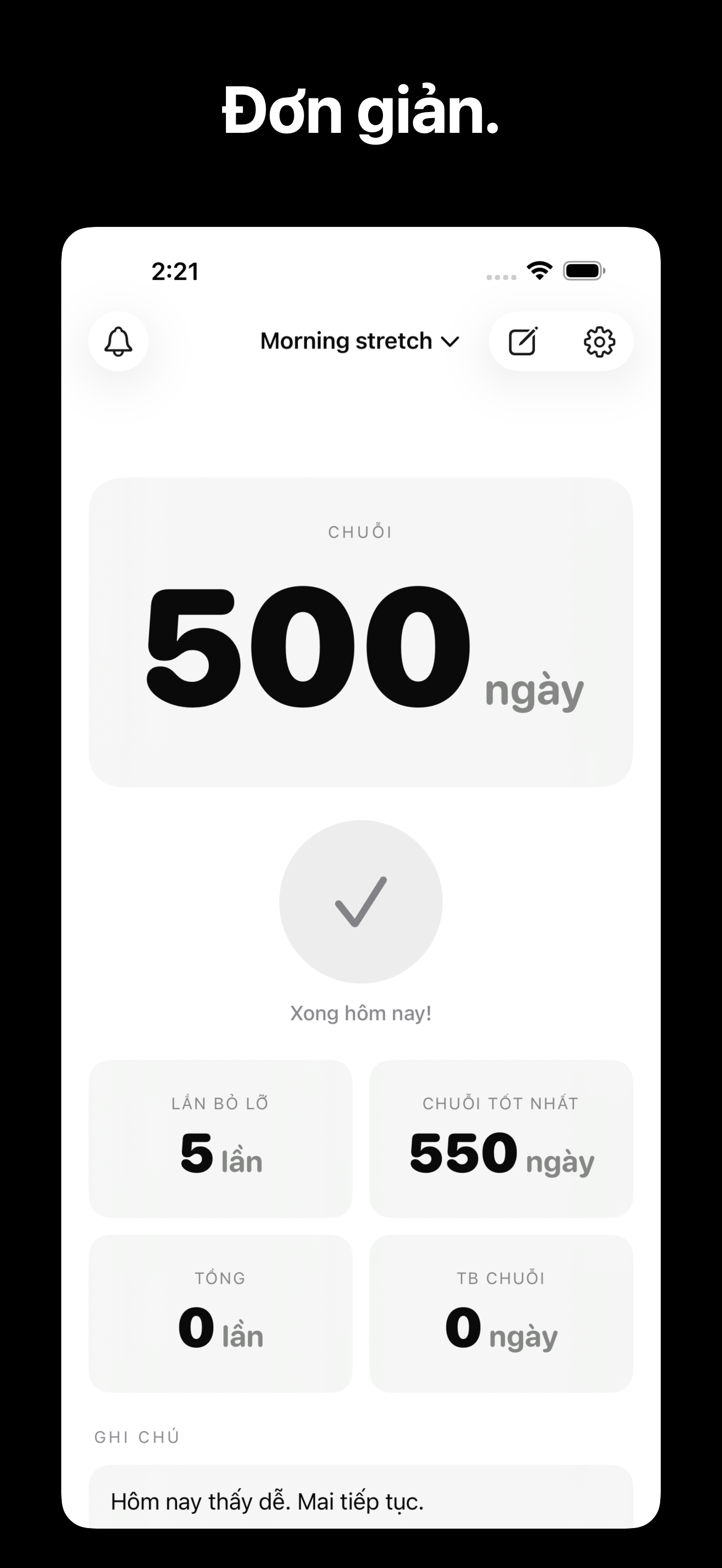 KeepGoing - Habit Tracker iOS screenshot 2 showing app interface