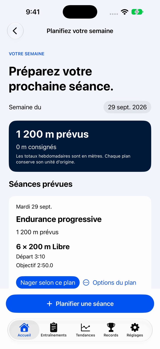 SwimSet : carnet de nage capture d’écran 3