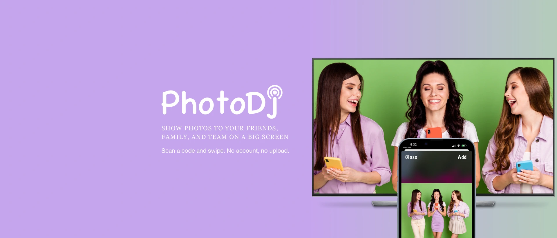 PhotoDj: In-Person Slideshow product page header