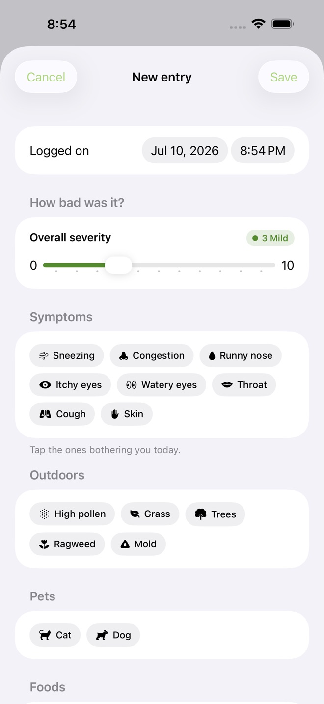 SneezeSense: Allergy Diary screenshot 2