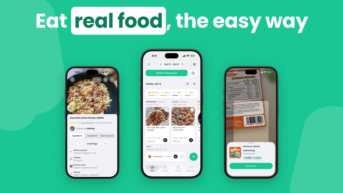 MyRealFood: Diet and recipes App Store product page header