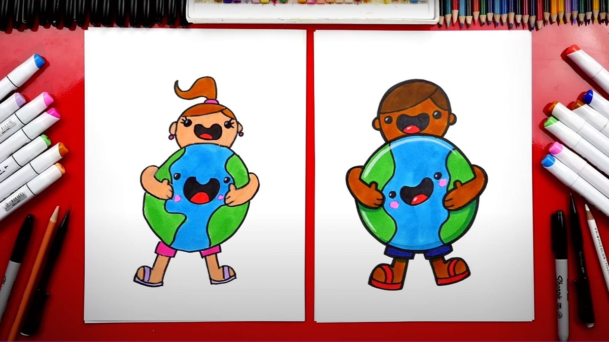 How To Draw A Person Hugging The Earth For Earth Day Art For Kids 