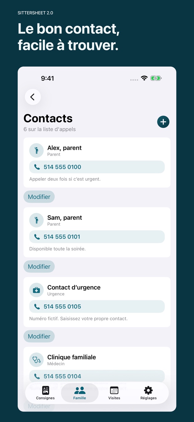 SitterSheet : fiche gardienne capture d’écran 7