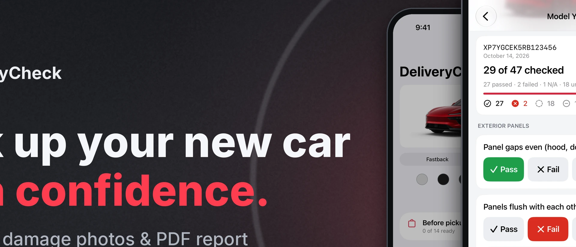 DeliveryCheck: EV Inspection product page header