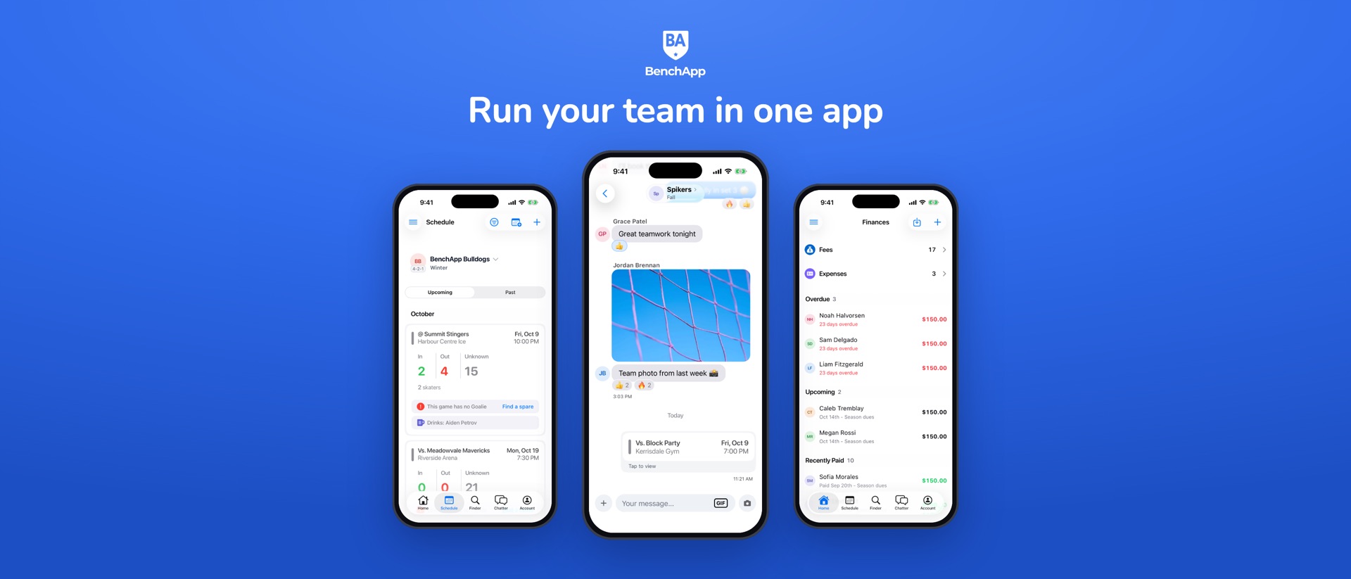 BenchApp - Sports Team Manager product page header
