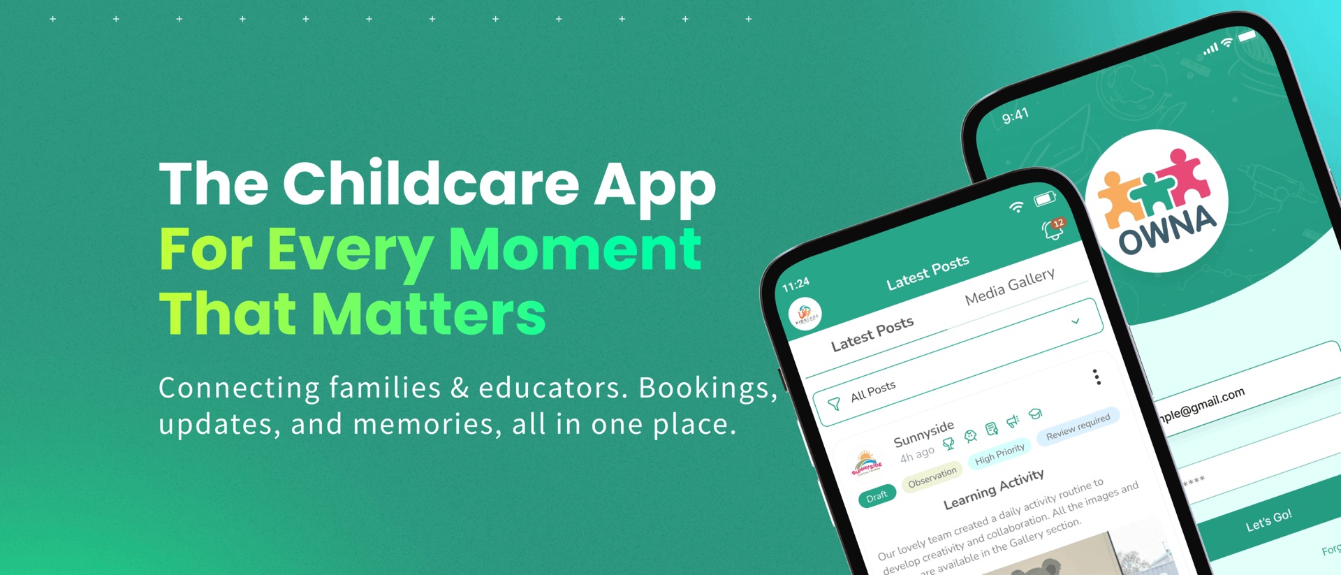 OWNA Childcare App product page header