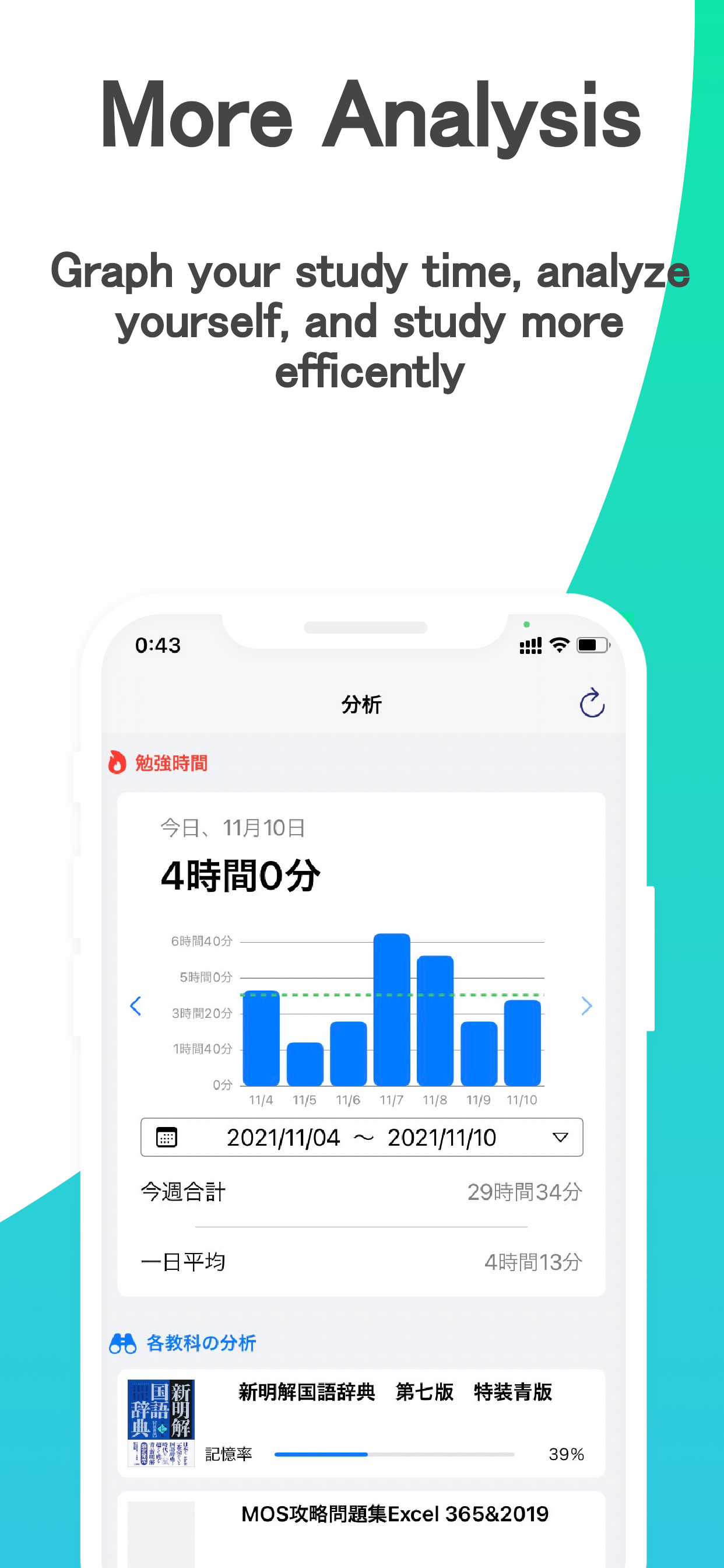Study Analysis iOS screenshot 4 showing app interface