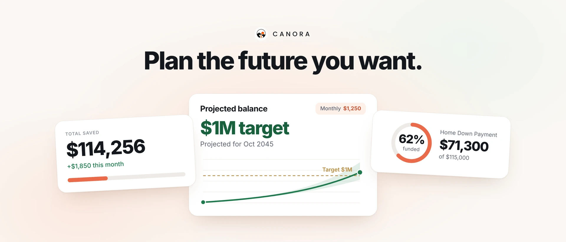 Canora: Financial Goal Planner product page header