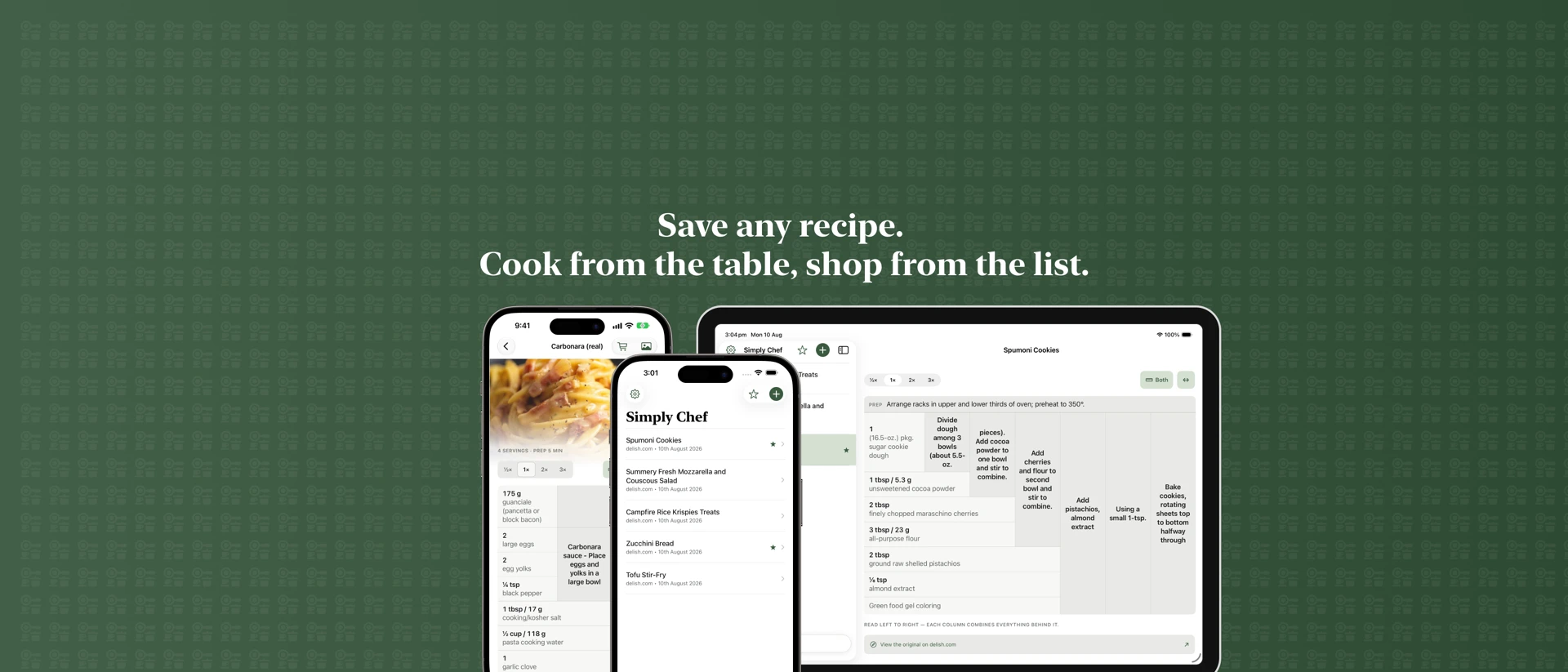 Simply Chef: Save any recipe product page header